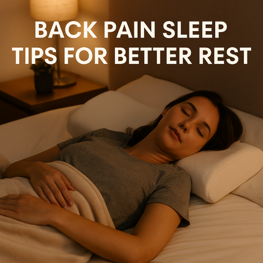 Woman sleeping on her back with a pillow under her knees for spine comfort