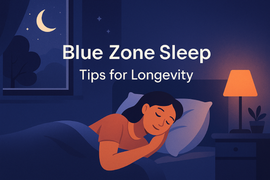 Illustration of peaceful nighttime sleep inspired by Blue Zone