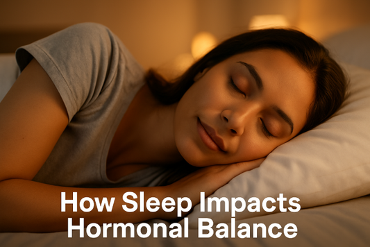 A calm woman sleeping peacefully, highlighting sleep's role in hormonal health.