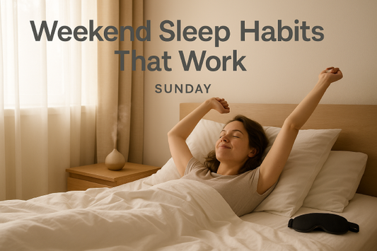 Person waking up refreshed on a Sunday morning with soft natural light