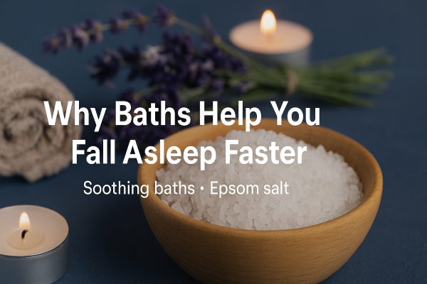Digital illustration of a relaxing bath setup with candles and Epsom salt