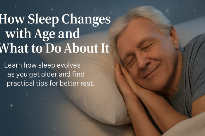 Elderly man peacefully sleeping with soft lighting and cozy bedding, symbolizing restful sleep in aging.