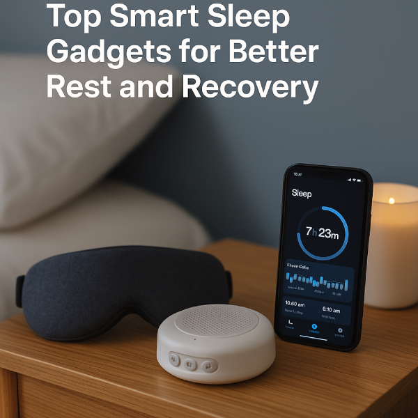 Smart sleep gadgets including eye masks, sleep trackers, and massagers for improved sleep and nighttime comfort.