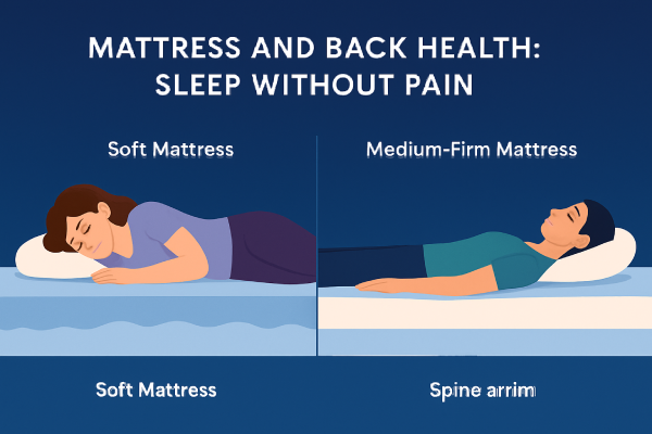 Comparison of a woman on a soft mattress and a man on a medium-firm mattress, both sleeping peacefully in proper positions.