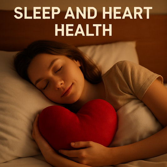 Peaceful woman sleeping with a heart-shaped pillow, symbolizing sleep and cardiovascular health