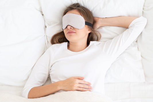  Sleeping eye mask improving sleep quality by blocking light and reducing distractions.